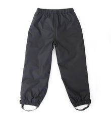 Kids black insulated waterproof rain pants – back view