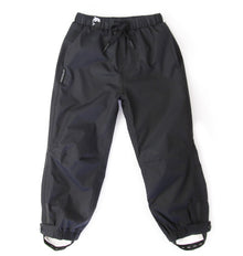 Kids black insulated waterproof rain pants – front view