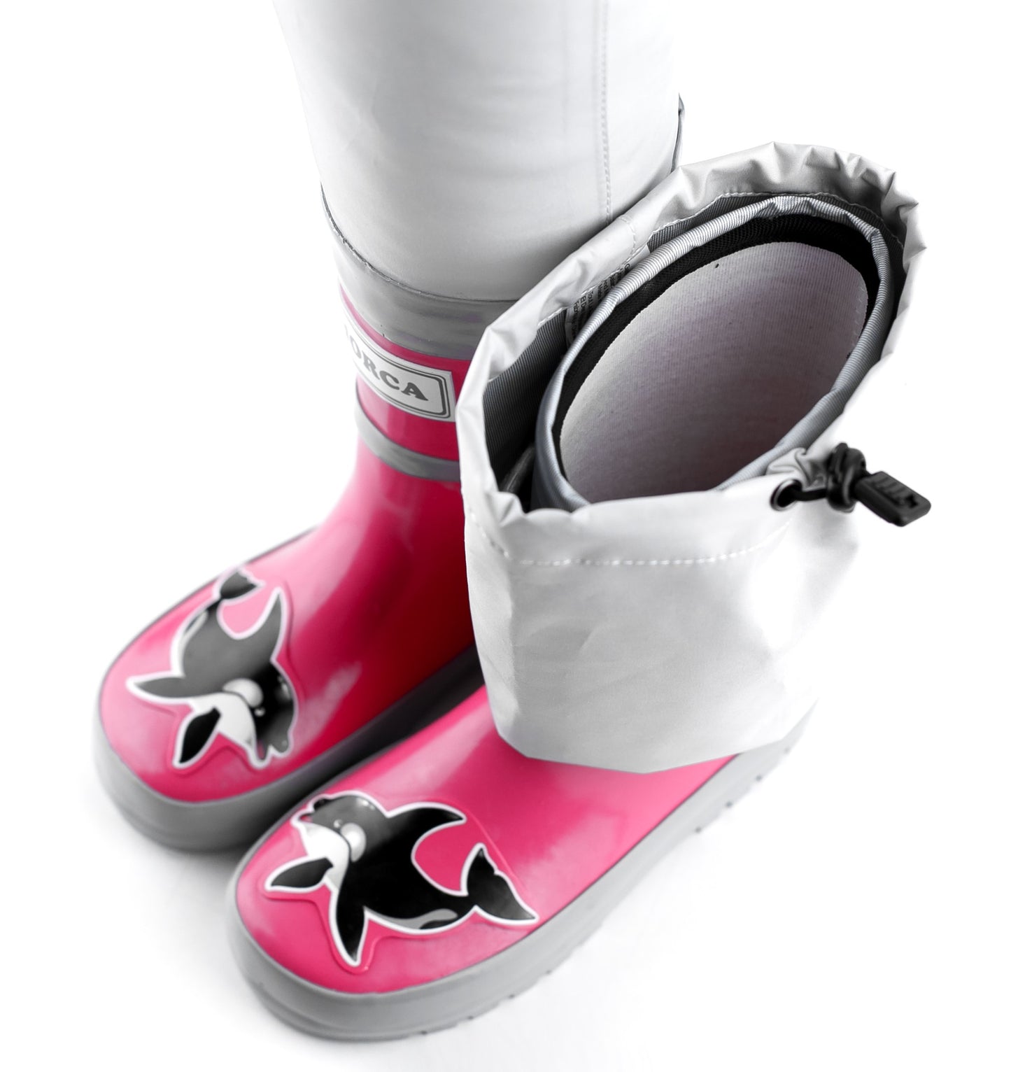 KidORCA Kids Rain Boots with Above Knee Waders _ Pink