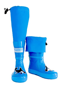 KidORCA Kids Rain Boots with Above Knee Waders _ Blue